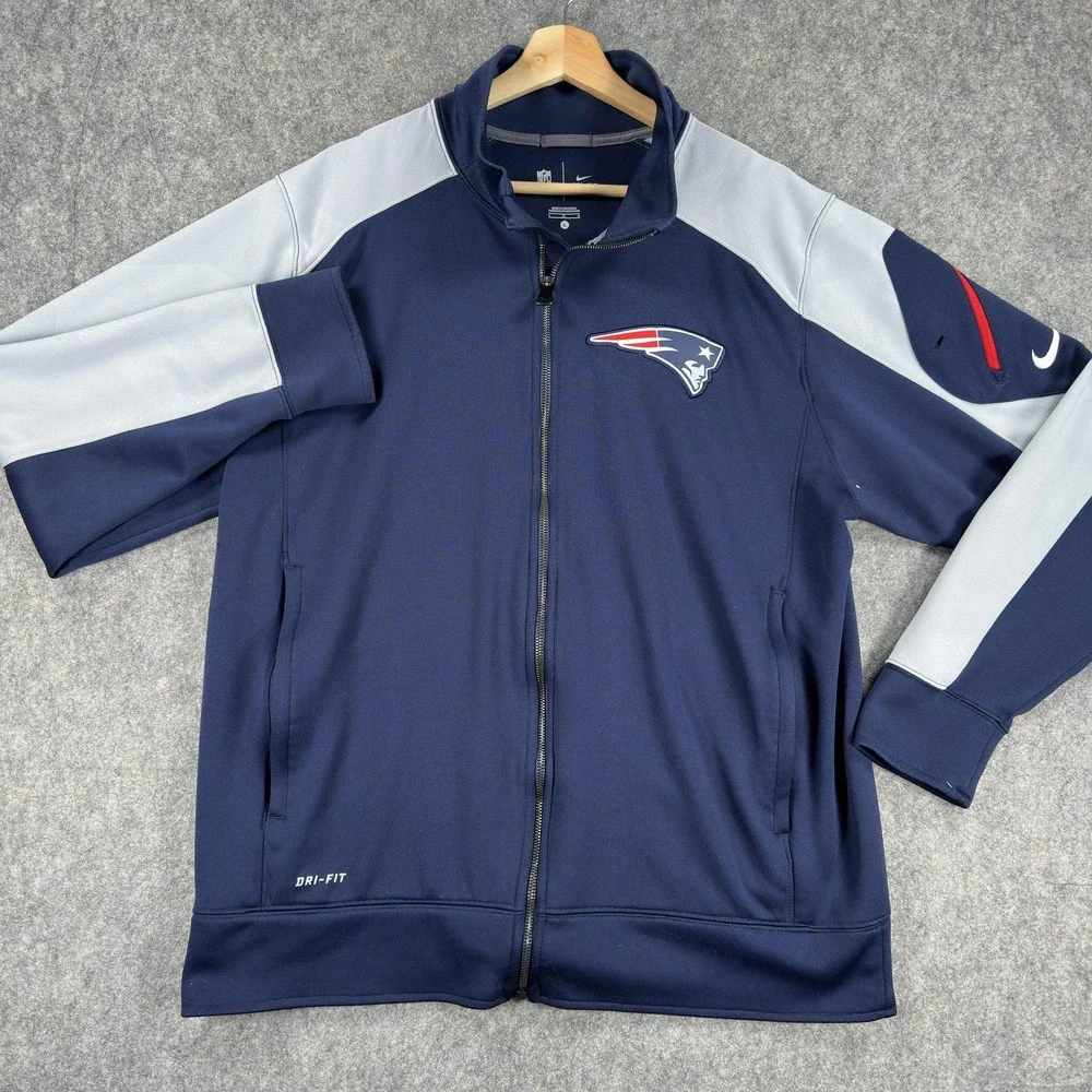 New England Patriots Jacket Mens‎ Large Blue NFL Football Dri-FIT Full Zip Nike